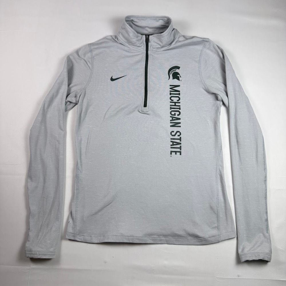 Nike Michigan State Spartans Dri-FIT Quarter Zip Pullover Grey Womens Medium